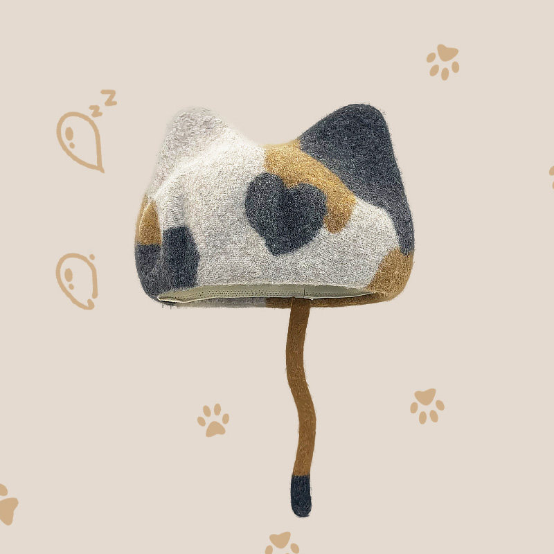 Classy key新加坡设计师联名款羊毛呢猫耳朵贝雷帽可爱百搭