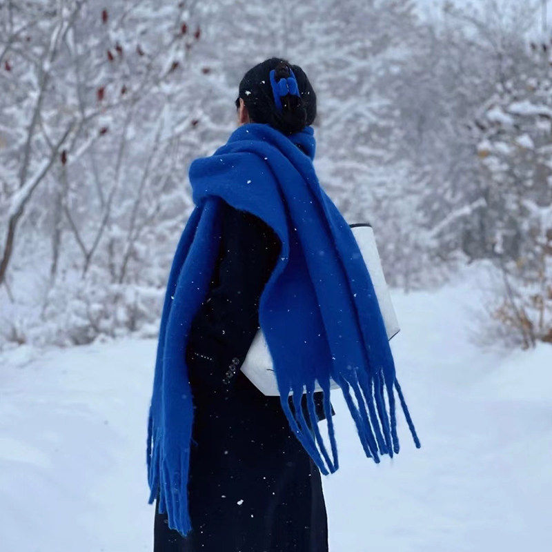Classy key新加坡设计师联名款拍照氛围感纯色围巾加厚保暖