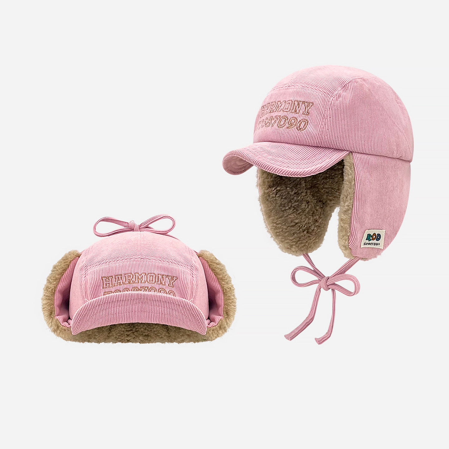 Classy key新加坡设计师联名款字母刺绣粉色灯芯绒雷锋帽护耳帽女,服饰配件/皮带/帽子/围巾,帽子,淘宝优惠券,粉丝福利购,淘宝优惠卷