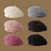Classy key新加坡设计师联名款 羊毛贝雷帽女千金风立体毛呢画家帽