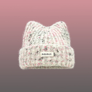 Classy key新加坡设计师联名款保暖针织帽秋冬显脸小混色毛线帽子