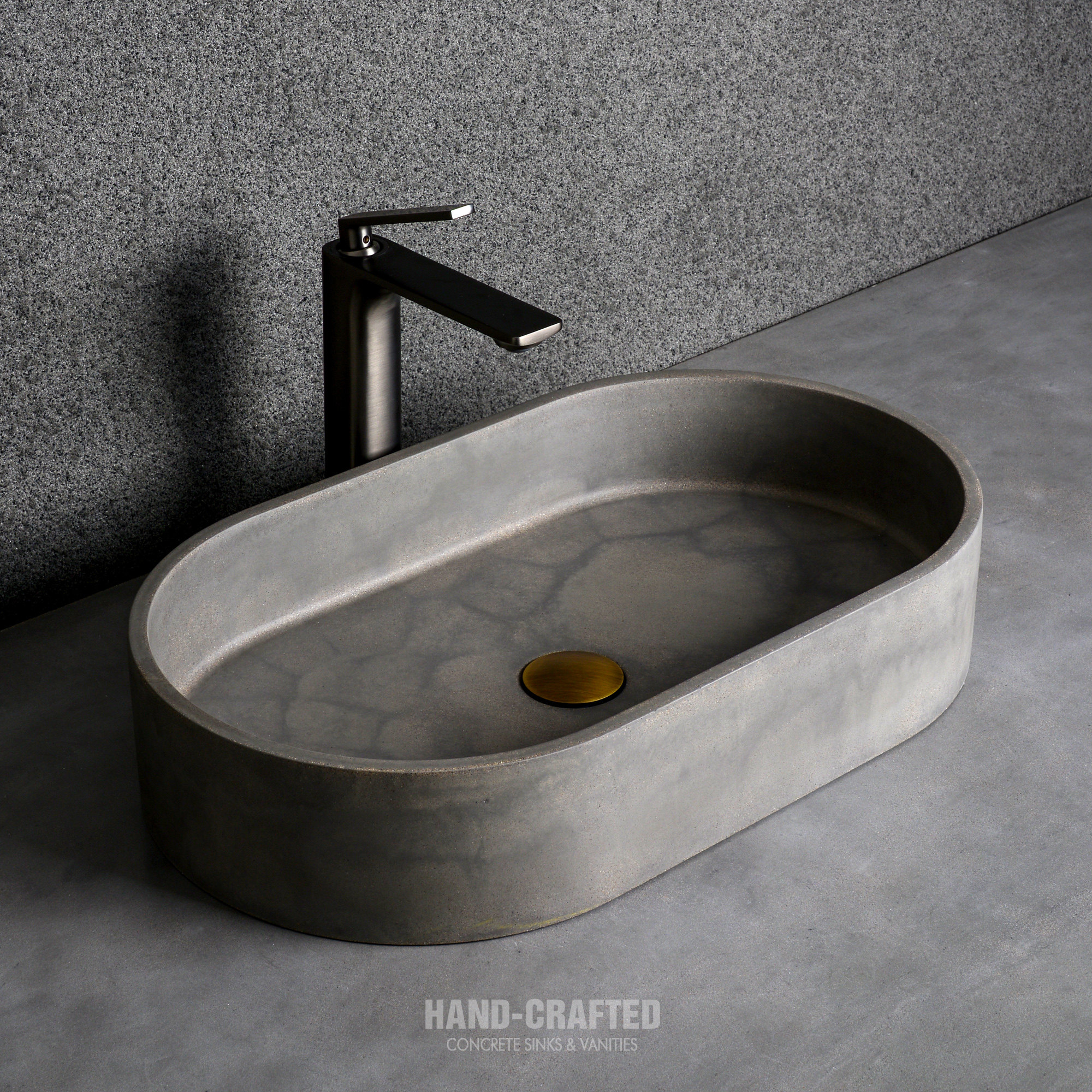 清水混凝土洗手盆黑色水磨石台上盆洗手盆工业风酒店民宿设计师