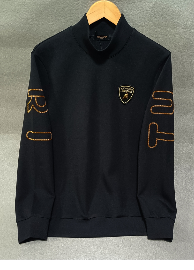 高端轻奢秋冬新款兰博基尼男装青年长袖套头圆领烫钻印花潮流卫衣