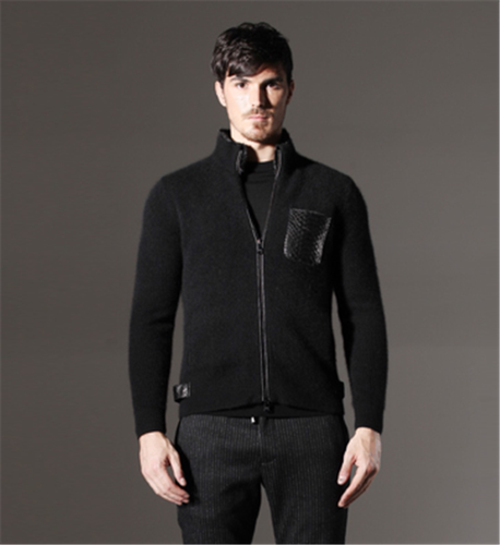 Brloote/巴鲁特 男装貂绒毛衫 开衫保暖修身立领针织毛衣冬装外套