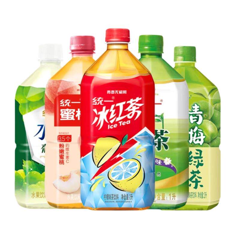 统一冰红茶1L*4瓶8瓶整箱绿茶金桔柠檬蜜桃冰糖雪梨茉莉蜜茶yb