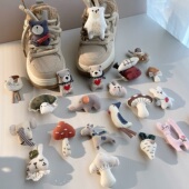 装 毛绒卡通鞋 扮 带装 饰配件配饰香菇蘑菇动物玩偶鞋 带扣可爱鞋 花鞋