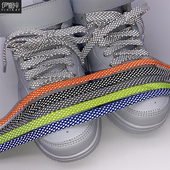 带扁高低帮荧光白天使鞋 椰子鞋 yeezy满天星全息反光镭射鞋 带绳亮