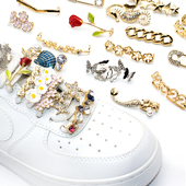 珍珠鞋 花适配运动鞋 aj空军一号鞋 小白鞋 饰鞋 扣帆布鞋 带装 花 金属鞋