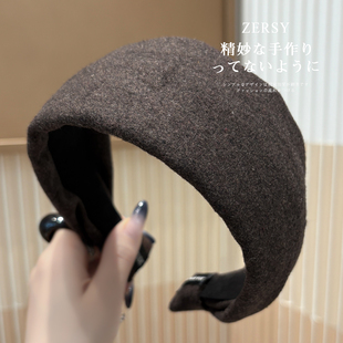 秋冬宽边毛呢遮白发头箍女款 洗脸发箍 高颅顶日常外戴发卡洋气时尚