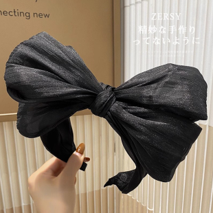 韩式 甜美宽边发捆发卡发饰 泡泡纱超大蝴蝶结发箍女高级感洋气时尚