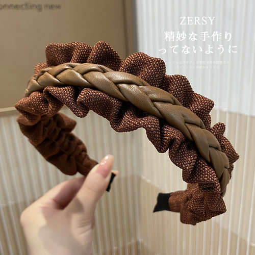 Zersy复古棉麻宽边发箍