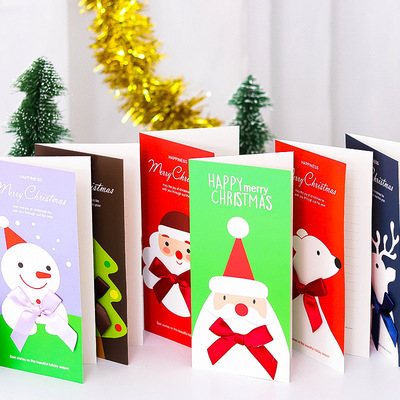 可爱风蝴蝶结卡通插画圣诞节贺卡