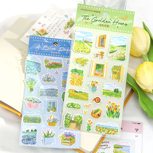 只有花知道系列合成纸贴纸手账本素材拼贴装饰小图案 轻复古文艺贴画水杯平板电脑ins风森系花朵植物标贴