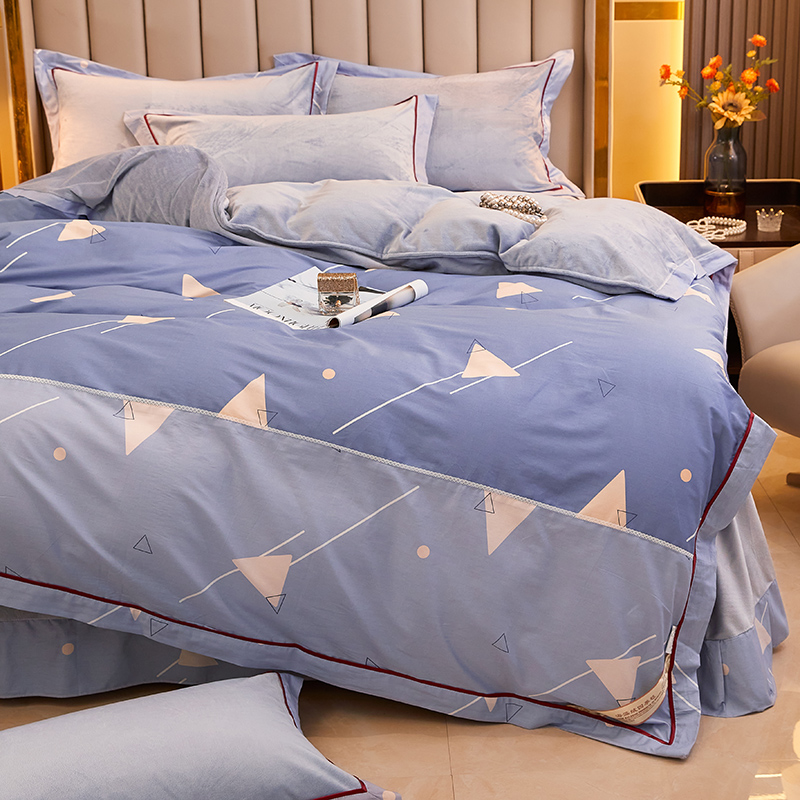 加厚保暖棉加绒被套四件套