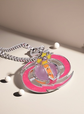 2025彩色立体紫珠流星款项链