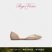 新年礼物 Roger Vivier RV女鞋 Trompette皮革方扣芭蕾舞鞋
