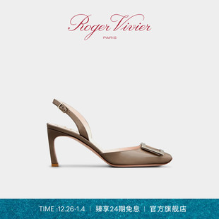 24期免息 Trompette细跟高跟鞋 Roger RV女鞋 金属扣单鞋 Vivier