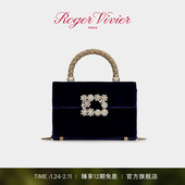 新年礼物 Roger Vivier RV女包Flower Strass花钻天鹅绒手拿包