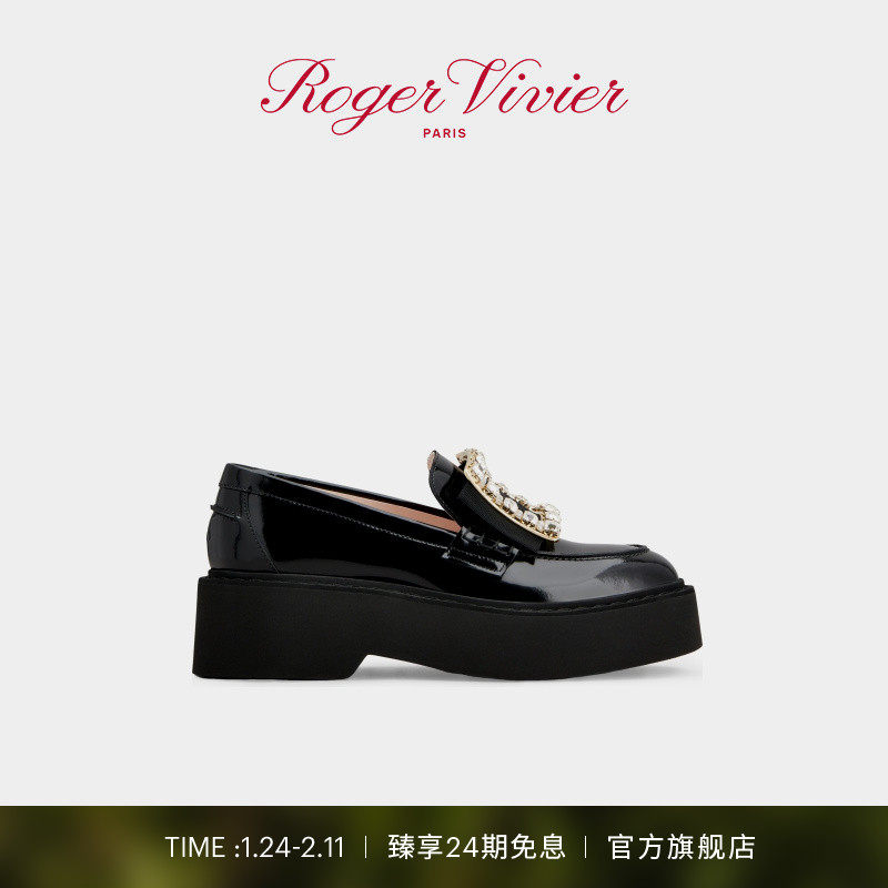 【新年礼物】Roger Vivier/RV女鞋Viv Rangers饰扣皮革厚底乐福鞋,女鞋,乐福鞋（豆豆鞋）,淘宝优惠券,粉丝福利购,淘宝优惠卷