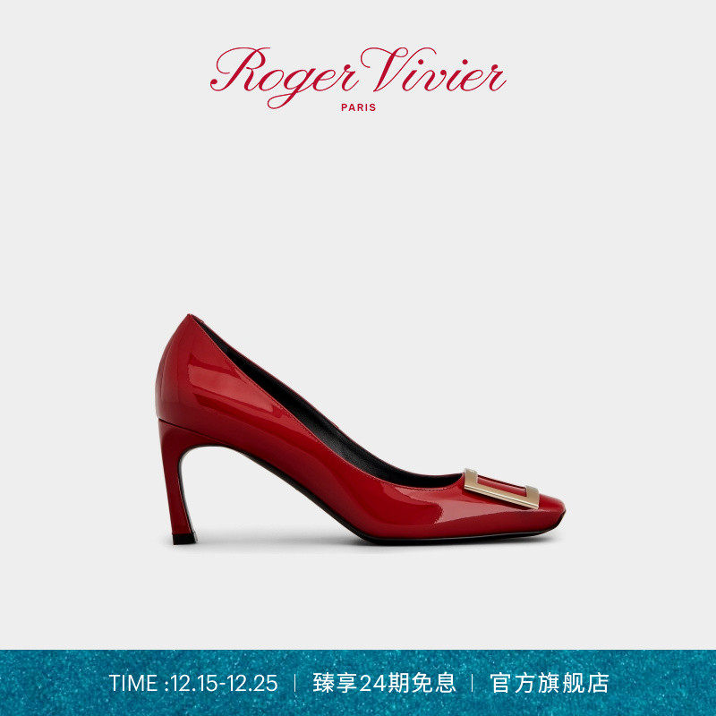 经典金属方扣喇叭女鞋