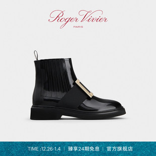 24期免息 Viv Roger RV女鞋 Rangers方扣切尔西靴短靴 Vivier
