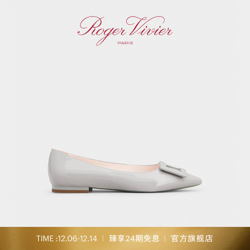 方扣尖头浅口芭蕾舞鞋