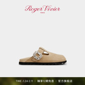 新年礼物 Viv Roger 新品 Slidy Vivier RV女鞋 皮革穆勒勃肯鞋