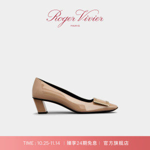 24期免息 Belle Roger RV女鞋 Vivier漆皮方扣高跟单鞋 Vivier