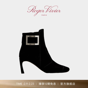 【礼物】Roger Vivier/RV女鞋Trompette皮革喇叭跟短靴