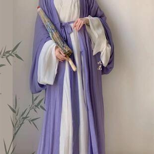 原创汉服超仙魏晋风改良直裾汉服男女款 清冷日常春秋款