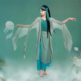 青蛇服装儿童飘逸纱衣舞蹈服女童小青白娘子幼儿园伞舞古典演出服