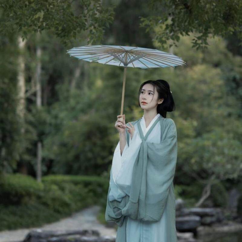 魏晋风汉服交领清冷系直裾女款飘逸广袖流仙裙新款古风古装