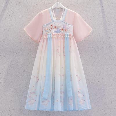 女童日常可穿汉服风超仙连衣裙国风儿童公主裙子网红活动服宫廷风
