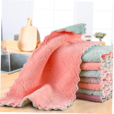 Double-layer Absorbent Microfiber Kitchen Dish Cloth towel