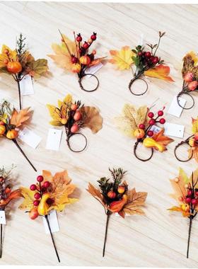 Halloween Harvest  Simulation Pumpkin Maple Leaf Small Flowe