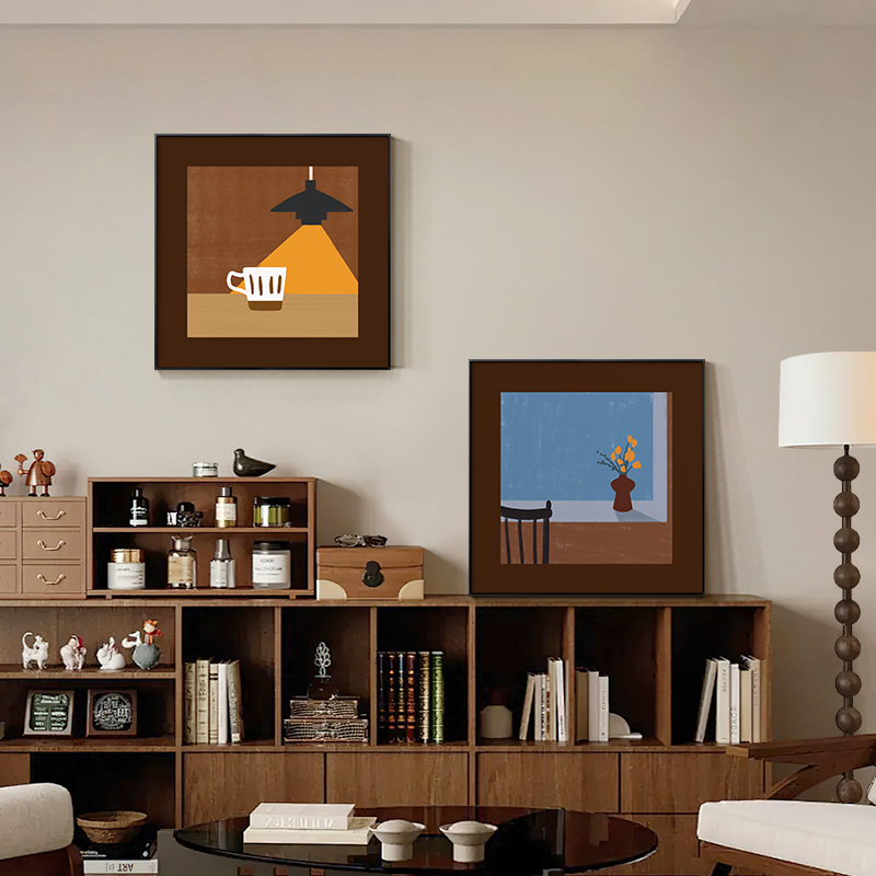 美拉德客厅组合装饰画法式复古餐厅玄关卧室挂画中古风桌面摆件画