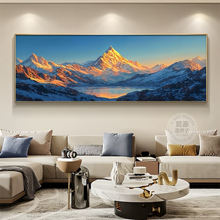2025新款 饰画 日照金山客厅挂画大气沙发背景壁画办公室背有靠山装