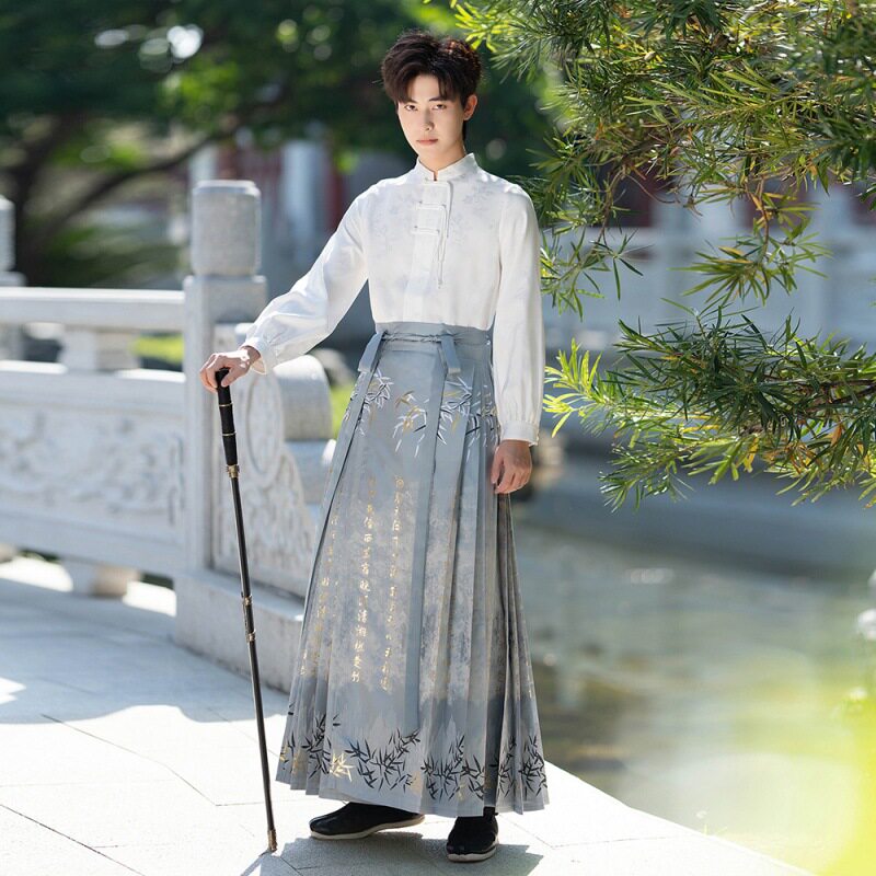 出租新中式竹叶马面裙演出服合唱角色扮演中式汉服剧本杀服装租赁图片