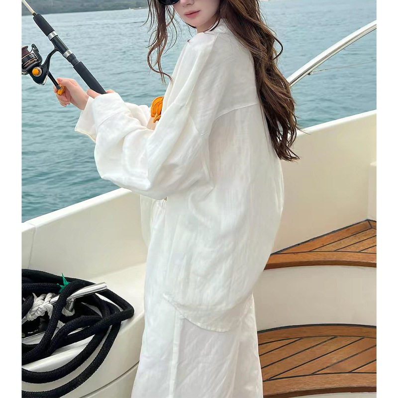 白色老钱风亚麻衬衫女2026年夏季新款休闲风长袖显瘦开衫上衣外套