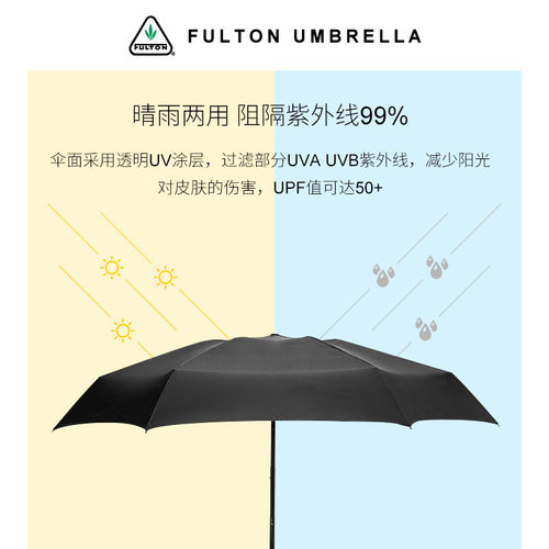 fulton富尔顿抗风暴雨伞专用加固晴雨两用遮阳伞防晒抗UV伞