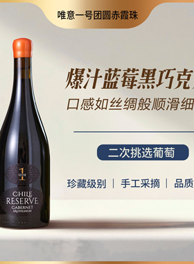 唯意一号团圆珍藏赤霞珠红葡萄酒UONE智利中央山谷原瓶进口珍藏级