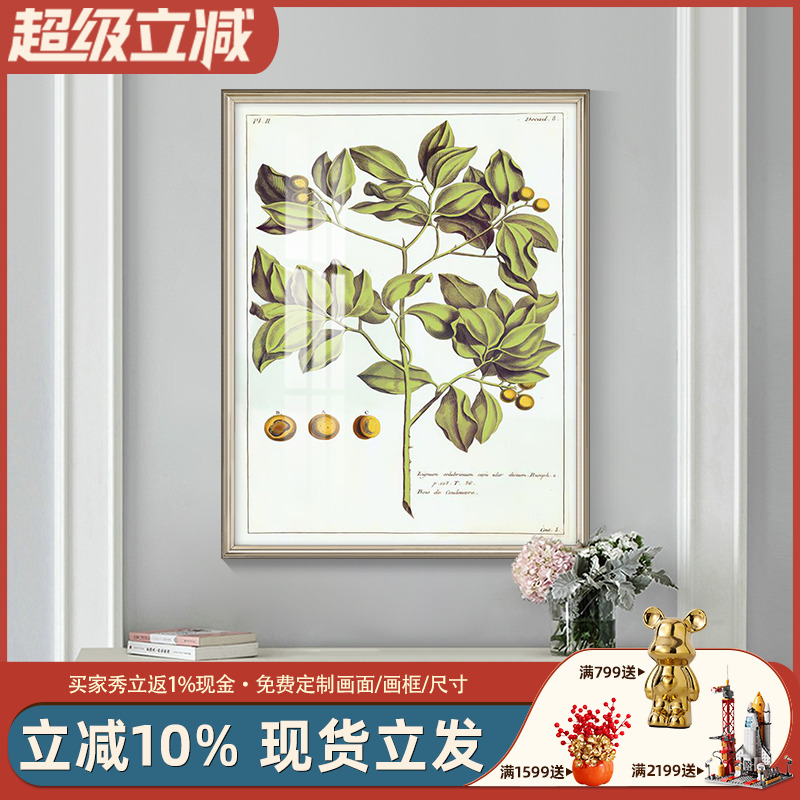 现代美式玄关走廊过道装饰画轻奢餐厅书房墙挂画简美客厅花卉壁画图片