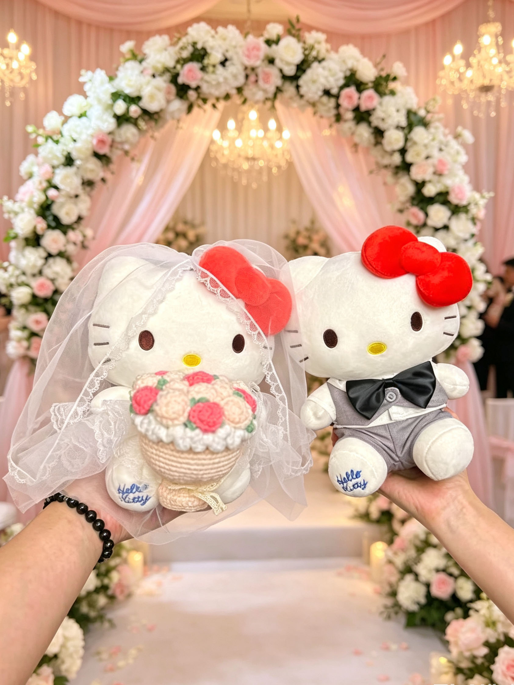 【正版】西装婚纱情人节kitty公仔毛绒玩偶新婚伴手礼物压床娃娃