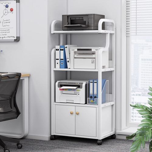 落地多层可移动打印机置物架书房办公桌旁多功能主机收纳整理架子