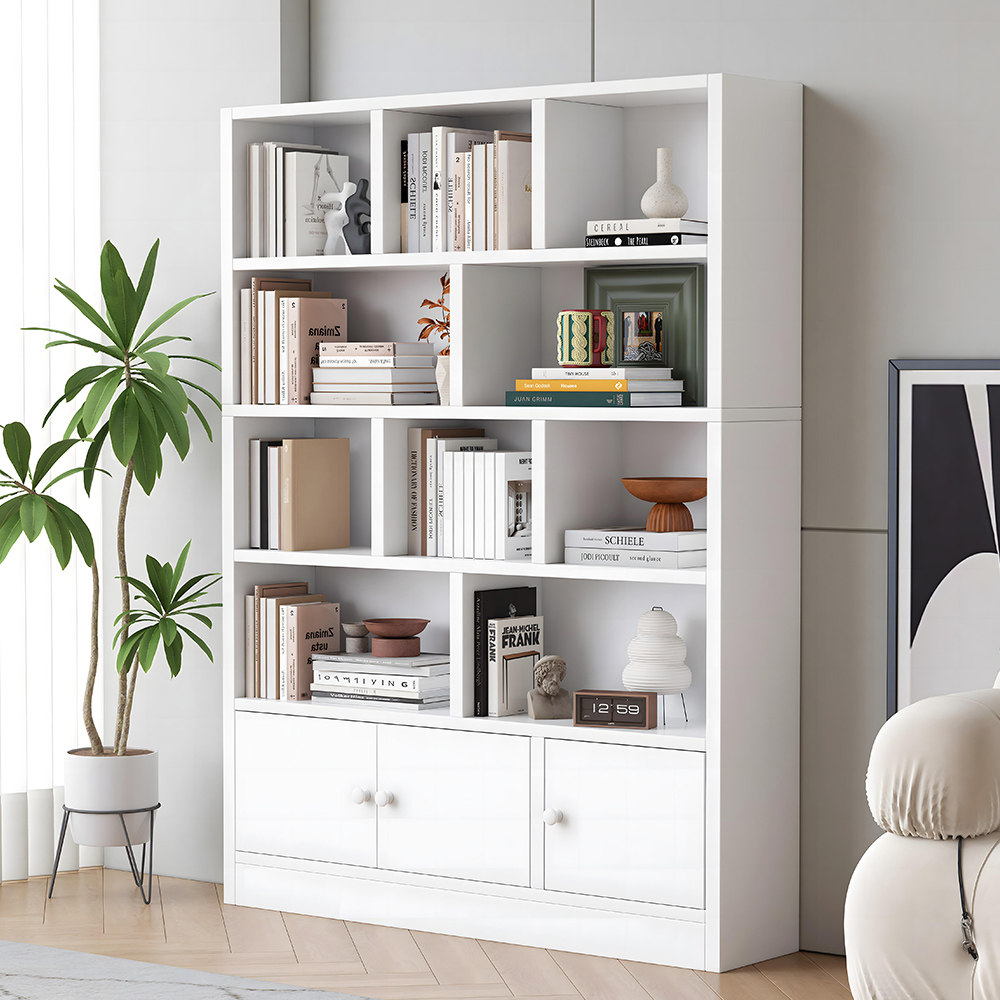 实木书架落地置物架多层客厅靠墙柜子储物柜学生收纳家用带门书柜,住宅家具,书架,淘宝优惠券,粉丝福利购,淘宝优惠卷