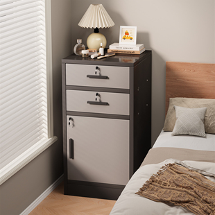 抽屉式收纳柜家用木质带锁储物柜桌下可移动矮柜置物柜床头零食柜