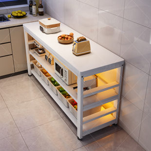 靠墙吧台餐边柜多层落地置物架搁板餐桌客厅隔断桌阳台简约长条桌