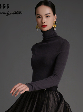 RSG郭培成衣品牌原创设计薄款羊绒高领高级感女士打底上衣