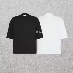 【The God of Quiet Luxury】Row-Style Short-Sleeve Pima Cotton Old Money Black and White Short Wide-Cut Elegant Loose Fit