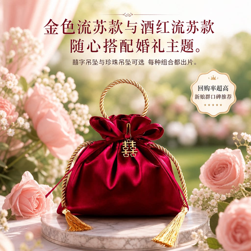结婚高级感韩式喜糖袋订婚喜糖盒子糖果礼物空免折叠婚礼伴手提袋